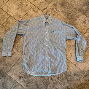 Cinch Men's Blue Patterned Shirt